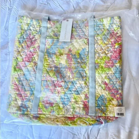 LoveShackFancy Quilted Cotton Henderson Tote Pastel Fields NWT MSRP $195